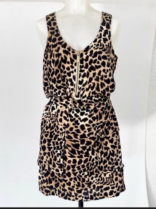 MICHAEL Michael Kors Dresses & Skirts - MICHAEL Michael Kors Leopard-Print Mini Silk Dress with Gold Zip Front XL